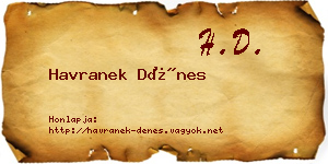 Havranek Dénes névjegykártya